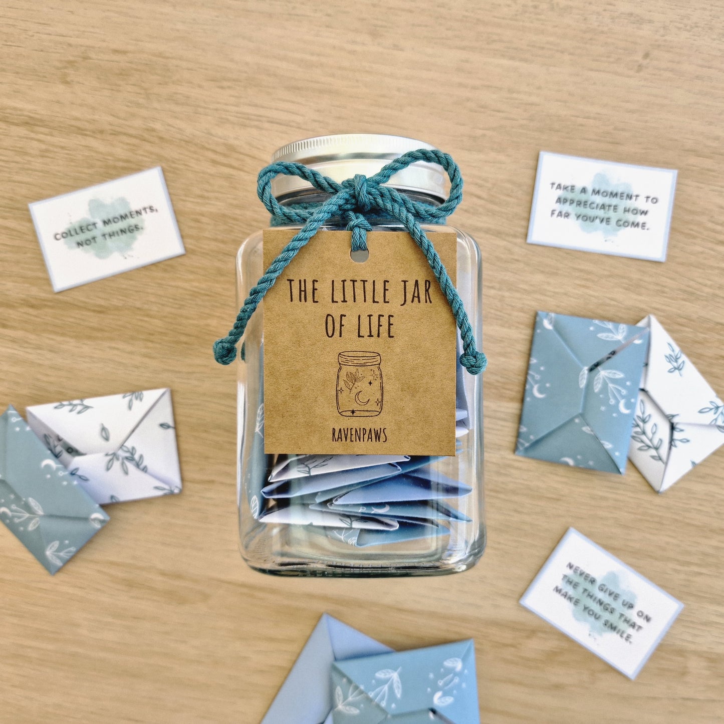 The Little Jar of Life. Χειροποίητο οικολογικό βαζάκι με origami φακελάκια με μηνύματα.