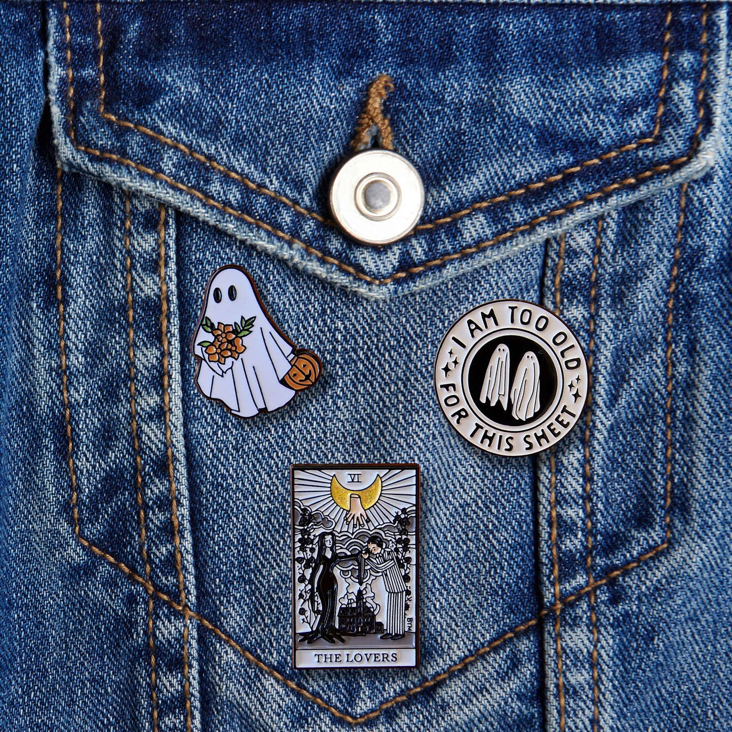 Ghost with Flowers - Halloween Pin