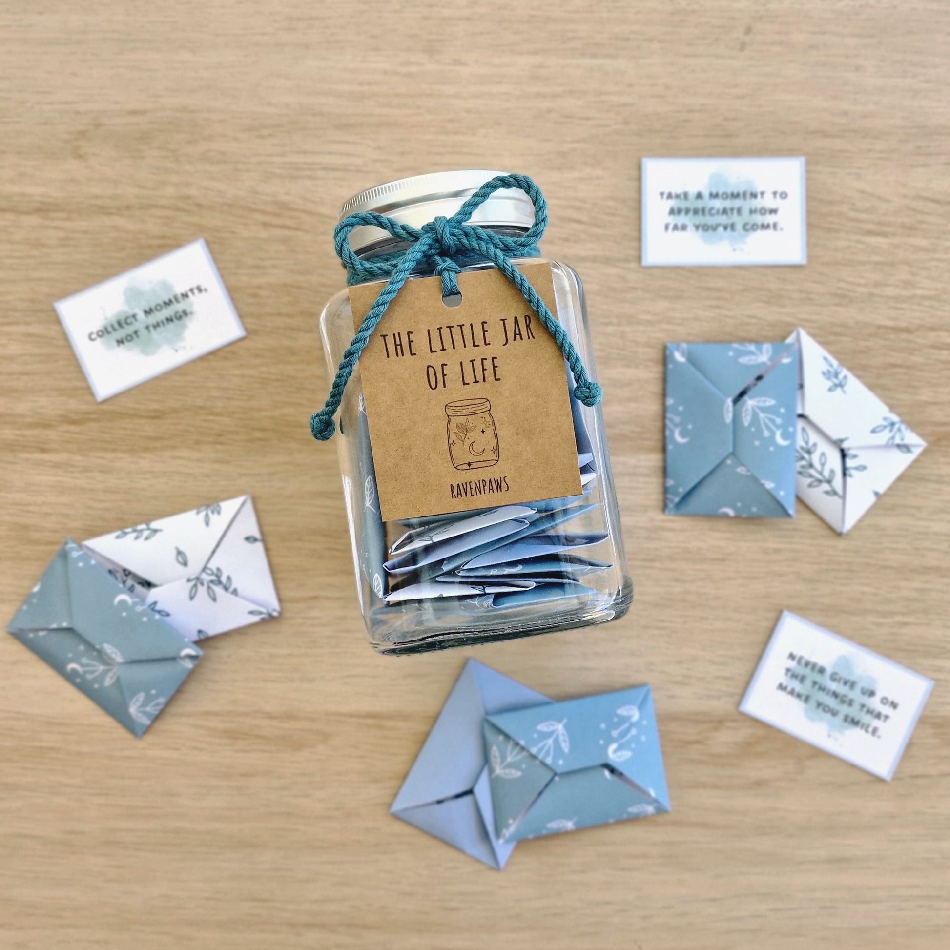 The Little Jar of Life. Χειροποίητο οικολογικό βαζάκι με origami φακελάκια με μηνύματα.