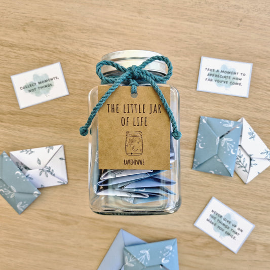 The Little Jar of Life. Χειροποίητο οικολογικό βαζάκι με origami φακελάκια με μηνύματα.